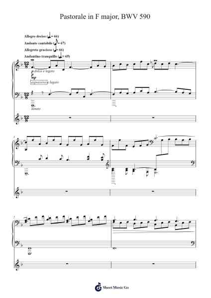 Pastorale in F Major, BWV 590 Sheet Music by Johann Sebastian Bach-Arr.Dilfred Haro