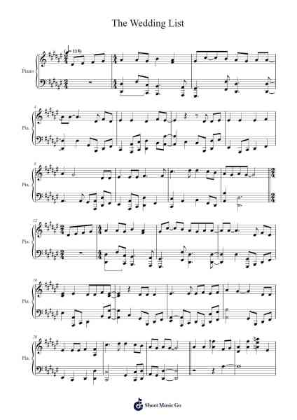 The Wedding List Sheet Music by Kate Bush-Arr.Petmann Omaud