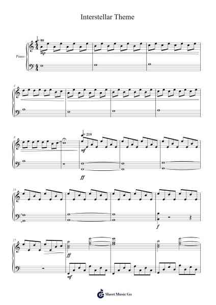Interstellar Main Theme Sheet Music by Hans Zimmer-Arr.Moivogt Alickckens