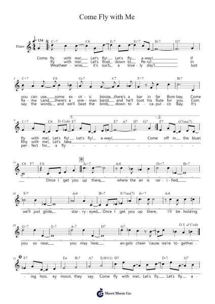 Come Fly with Me Sheet Music by James Van Heusen-Arr.Janedo