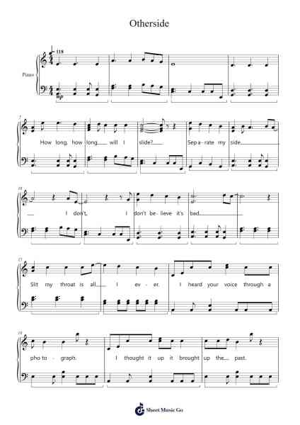 Otherside Sheet Music by Red Hot Chili Peppers-Arr.Saske
