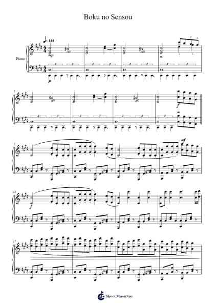 Boku no Sensou Sheet Music by 神聖かまってちゃん (Shinsei Kamattechan)-Arr.Rontrine Ollyn