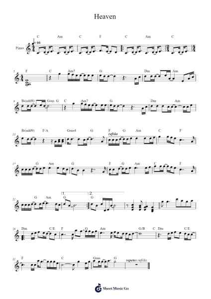 Heaven Sheet Music by Bryan Adams-Arr.Dwightlind