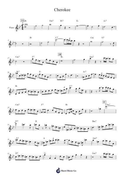 Cherokee Sheet Music by Ray Noble-Arr.Hilltim Moobright