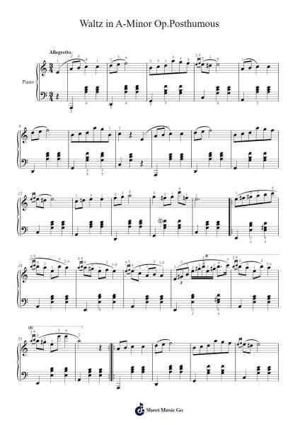 Waltz in A Minor, B. 150 Sheet Music by Frédéric Chopin-Arr.Reyler Poundien