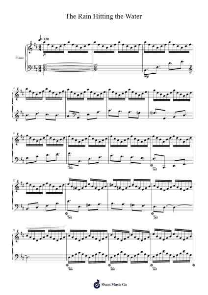 "The Rain Hitting the Water" Op. 5 "24 Small Preludes" No. 5 Sheet Music by C. Morrissey-Arr.Peay