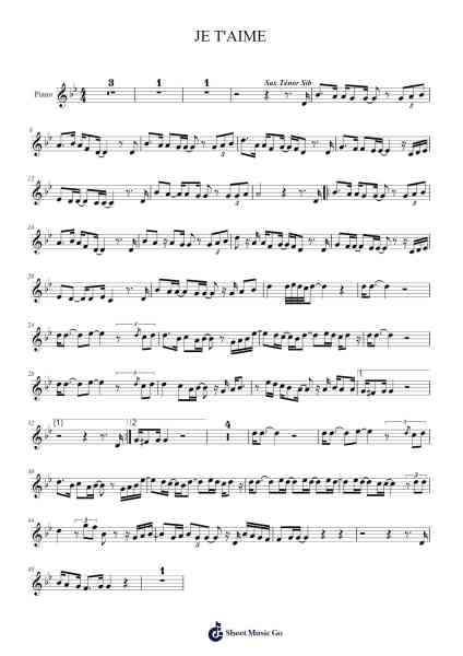 JE T'AIME Sheet Music by Rick Allison-Arr.Lamshop