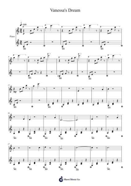 Vanessa's Dream Sheet Music by Abel Korzeniowski-Arr.Strongbrow Raestowe