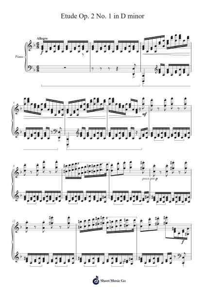 Etude Op. 2 No. 1 in D minor Sheet Music by Sergei Prokofiev-Arr.Odewyatt