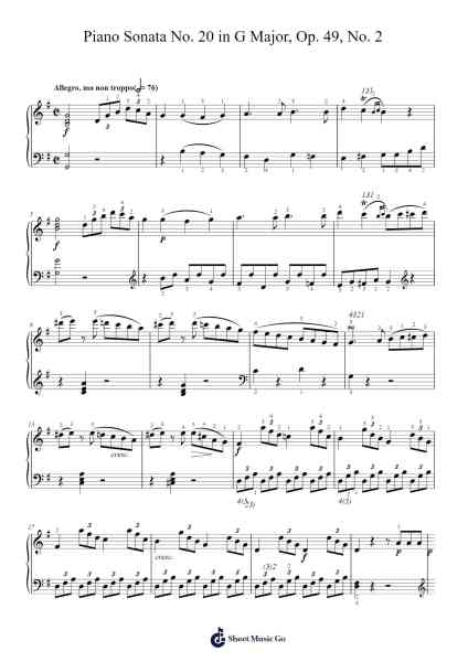 Piano Sonata No. 20 in G Major, Op. 49, No. 2 Sheet Music by Ludwig van Beethoven-Arr.Taysnow Churniel
