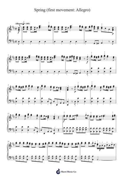 The Four Seasons - Spring in E Major, RV. 269: I. Allegro Sheet Music by Antonio Vivaldi-Arr.Taysnow Churniel
