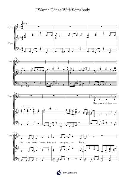 I Wanna Dance With Somebody Sheet Music by Whitney Houston-Arr.Springlome Xebloor