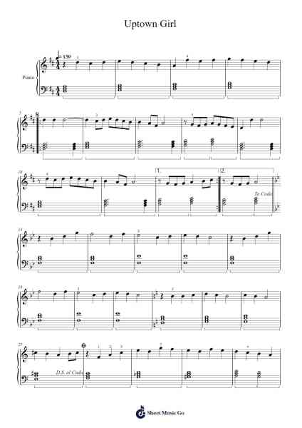 Uptown Girl Sheet Music by Billy Joel-Arr.Lizly Hojo