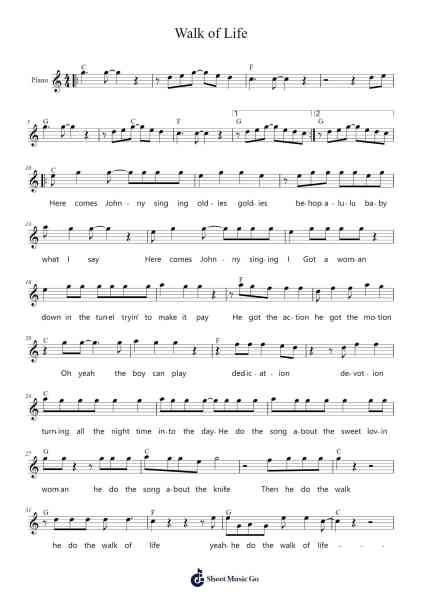 Walk of Life Sheet Music by Dire Straits-Arr.Mattvelt