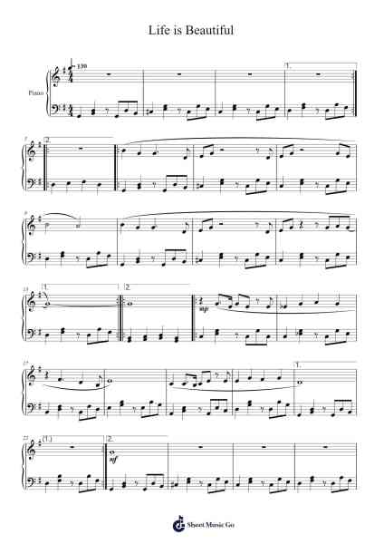 Life is Beautiful (whistle theme) النوتات الموسيقية بواسطة Riyou Kinugasa-ترتيب.Earmay