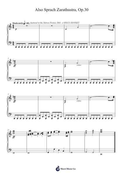 Also Sprach Zarathustra, Op. 30 Sheet Music by Richard Strauss-Arr.Herkyle