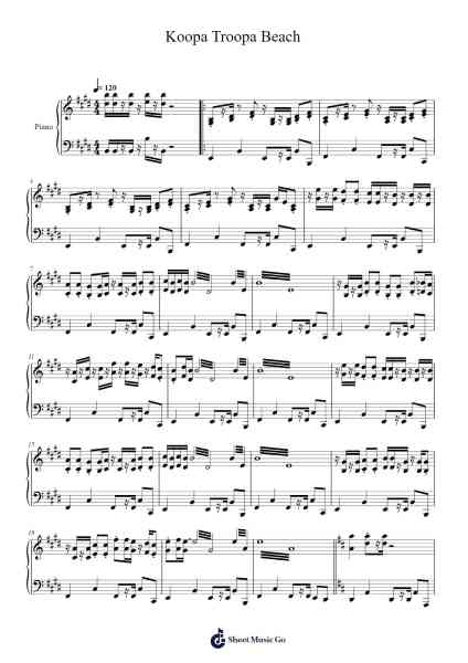 Koopa Troopa Beach Sheet Music by Kenta Nagata-Arr.Diabaird