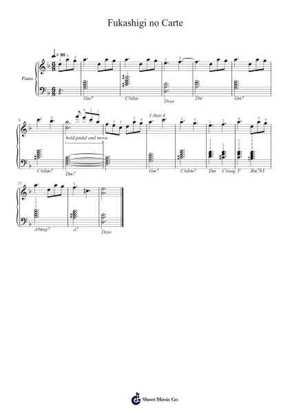 Fukashigi no Carte Sheet Music by Hidehiro Kawai-Arr.Belllas Priestsopp