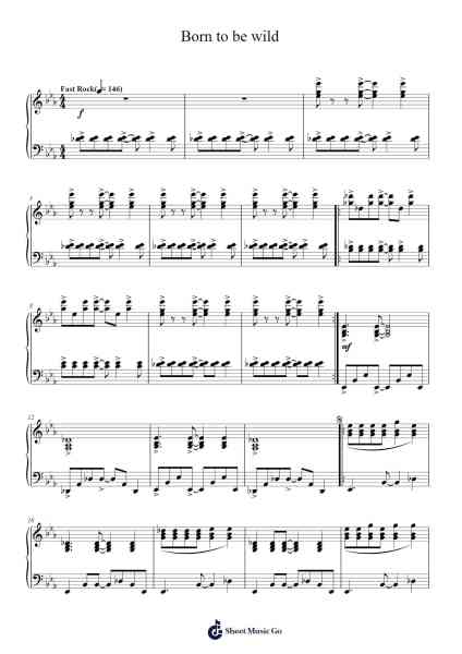 Born to be wild Sheet Music by Steppenwolf-Arr.Gedodd