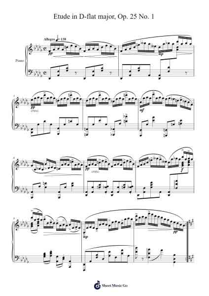 Etude in D-flat major, Op. 25 No. 1 Sheet Music by Michael Nicht-Arr.Wordcox Maxjack