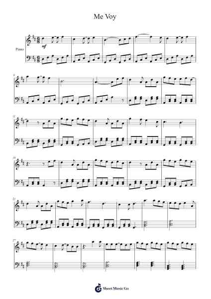 Me Voy Sheet Music by Julieta Venegas-Arr.Wykerr