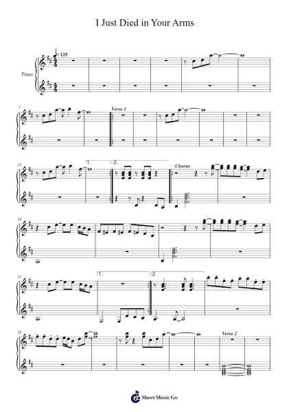 I Just Died in Your Arms Sheet Music by Cutting Crew-Arr.Sidser
