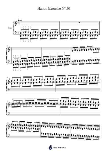 Hanon Exercise No. 50 Sheet Music by Charles-Louis Hanon-Arr.Hoonell Norusk