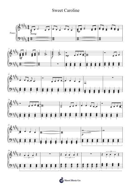 Sweet Caroline Sheet Music by Neil Diamond-Arr.Hytrine
