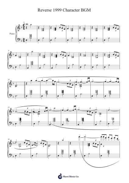 Reverse 1999 "Character BGM" Sheet Music by Midpkins Naty-Arr.Mickmin
