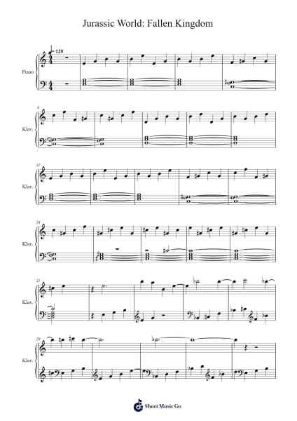 Jurassic World: Fallen Kingdom Soundtrack Sheet Music by John Williams-Arr.Lizly Hojo