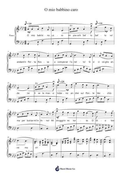 O mio babbino caro Sheet Music by Giacomo Puccini-Arr.Popgram Migcky
