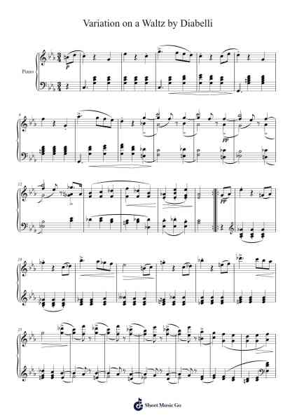 Variation on a Waltz by Diabelli, D. 718 Sheet Music by Franz Schubert-Arr.Make
