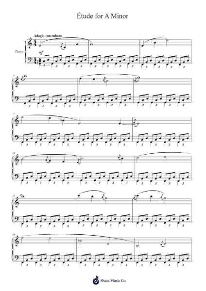 Étude for A Minor Sheet Music by Tobias Lilja-Arr.Besquinn