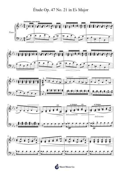 Étude Op. 47 No. 21 in E♭ Major Sheet Music by Stephen Heller-Arr.Elroygale Whvan