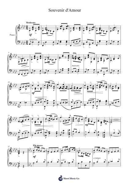 Souvenir d'Amour (1925) Sheet Music by Arthur C. Morse-Arr.Flowerthan