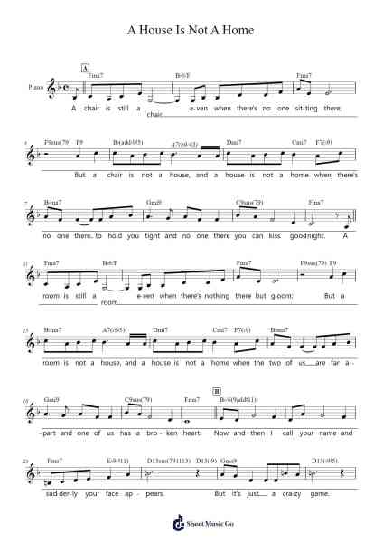 A House Is Not A Home Sheet Music by Burt Bacharach-Arr.Freetein