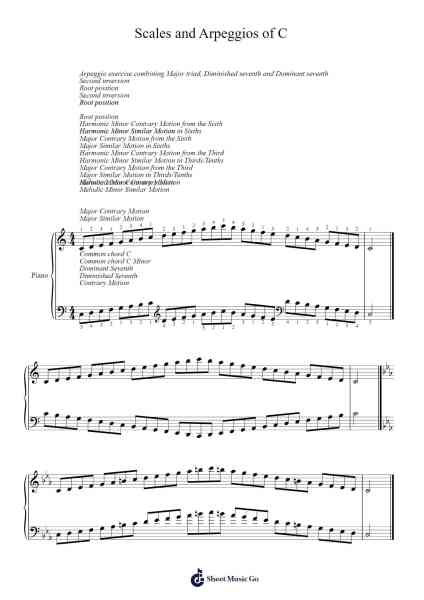 Scales and Arpeggios of C Sheet Music by Lessons-Arr.Gracejosh