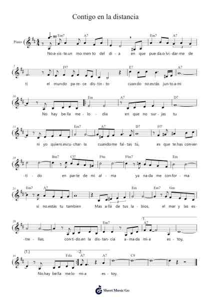 Contigo en la distancia Sheet Music by César Portillo de la Luz-Arr.Oted Brostowe