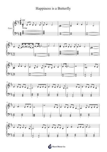 Happiness is a Butterfly Sheet Music by Lana Del Rey-Arr.Yedle Adelo