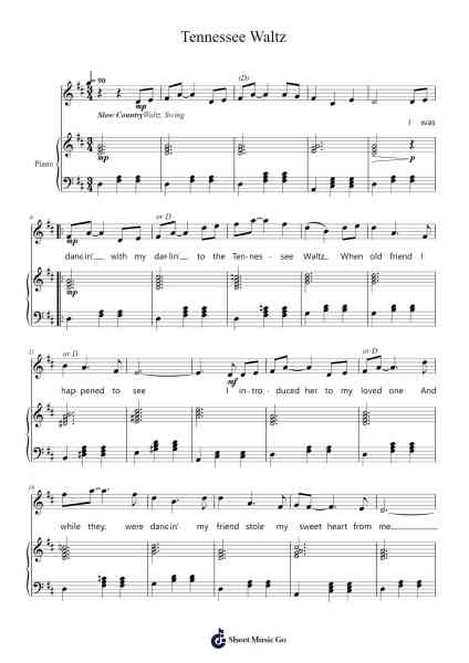 Tennessee Waltz Sheet Music by Patti Page-Arr.Crylip
