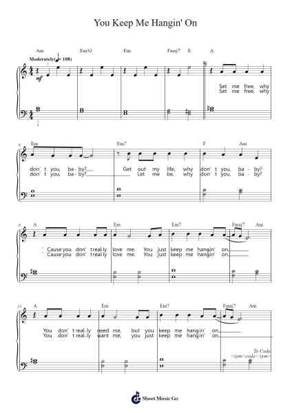 You Keep Me Hangin' On Sheet Music by Kim Wilde/The Supremes/Vanilla Fudge-Arr.Chrisphael Reedno