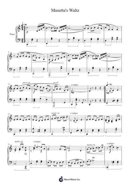 Musetta's Waltz from La Bohème Sheet Music by Giacomo Puccini-Arr.Steinter Rooridge