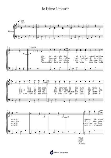 Je l'aime à mourir Sheet Music by Francis Cabrel-Arr.Dilmos