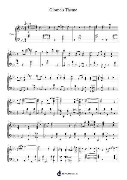 Giorno's Theme Sheet Music by Yugo Kanno-Arr.Bystrong