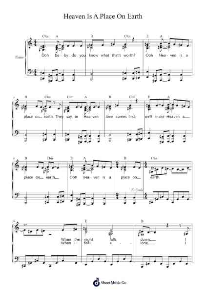 Heaven Is A Place On Earth Sheet Music by Belinda Carlisle-Arr.Woolxine
