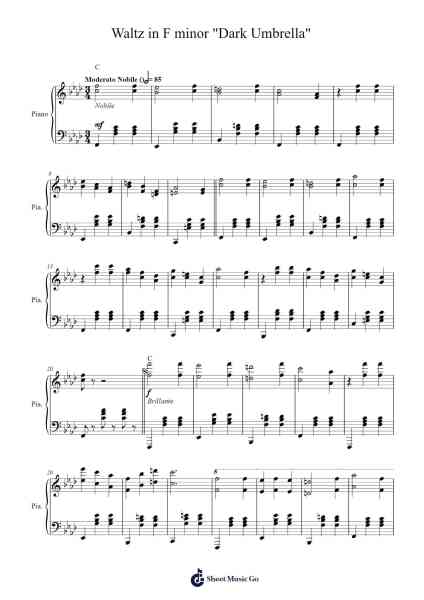 Waltz in F minor "Dark Umbrella" Sheet Music by Klanake360-Arr.Malke Wordby
