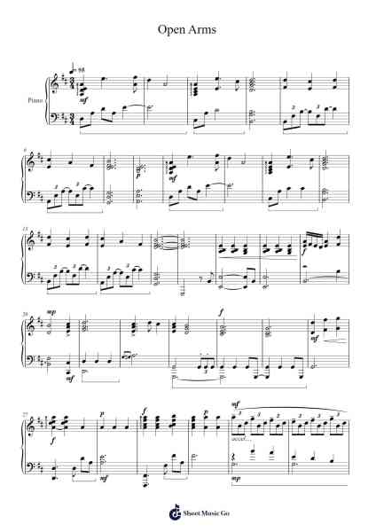 Open Arms Sheet Music by Journey-Arr.Cromflower Raeck