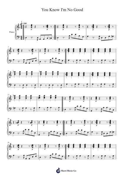 You Know I'm No Good Sheet Music by Amy Winehouse-Arr.Diapenn