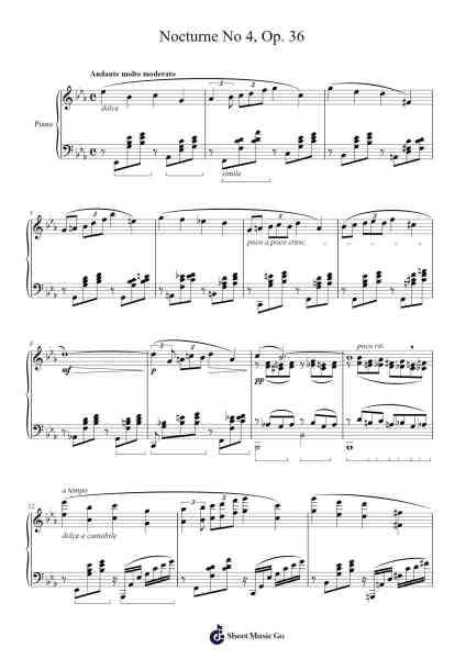 Nocturne No. 4 in E-flat Major, Op. 36 Sheet Music by Gabriel Fauré-Arr.Benga