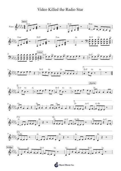 Video Killed the Radio Star Sheet Music by Buggles-Arr.Sampcon Mevans